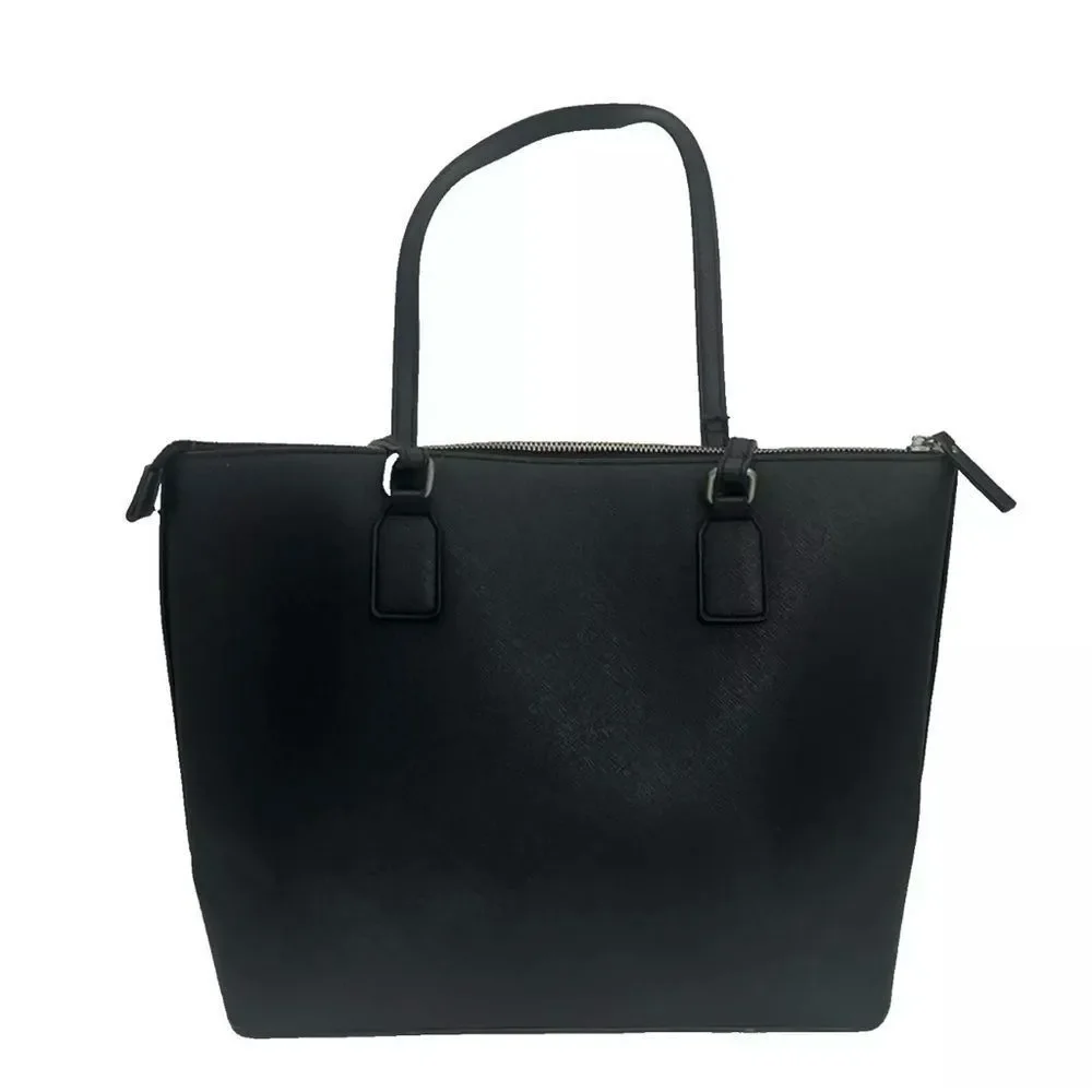 Totto Carinae Medium Tote‎ Bag Black Polyvinyl Roomy Travel Office Casual Tassel